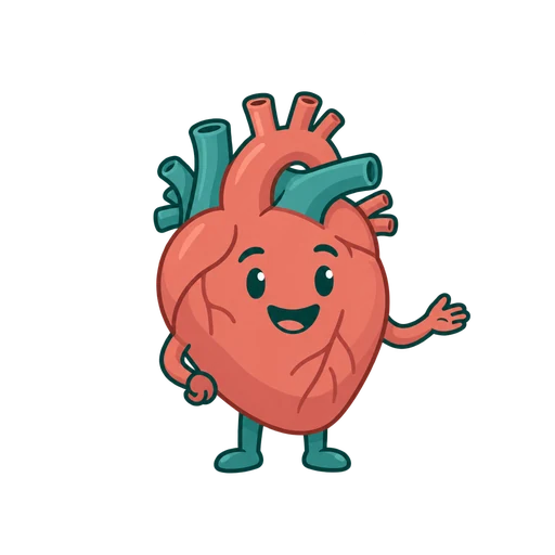 Cori, a smiling cartoon heart