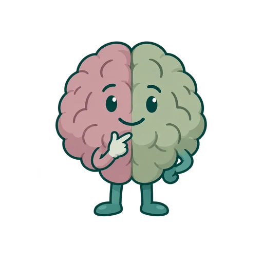 Enki, a thoughtful cartoon brain